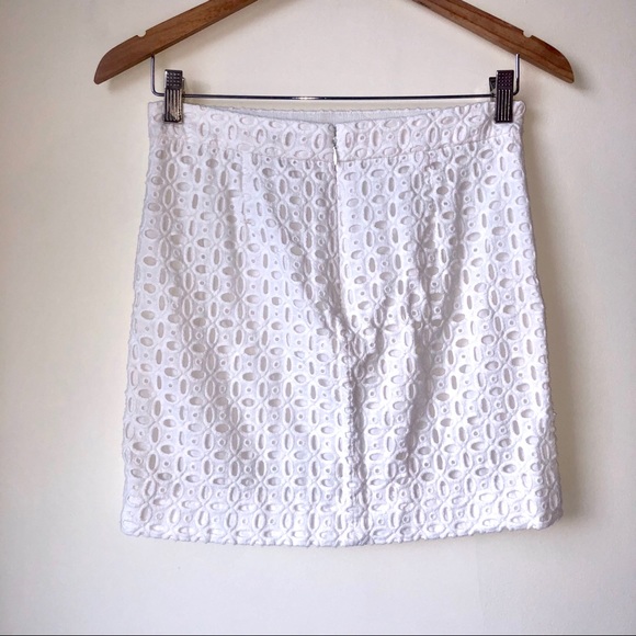 J. Crew Eyelet Embroidered Pencil Mini Skirt 0 - Picture 2 of 4